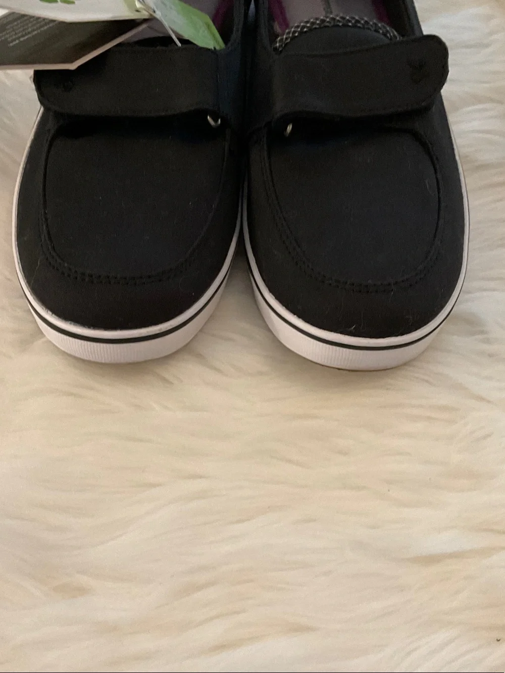 Comfortable Black Slip-On Shoes/Velcro Closure/comfort
